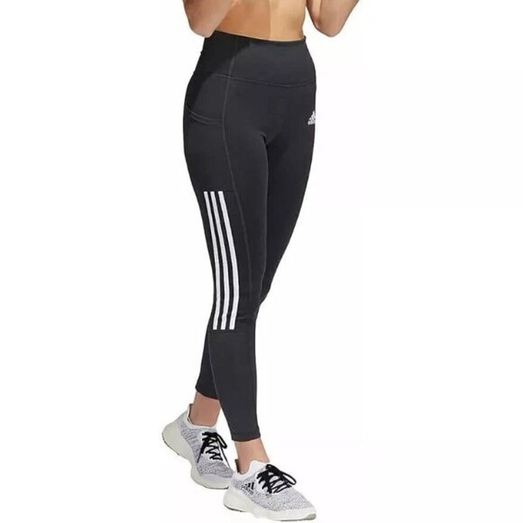 adidas Ladies 7/8 3-Stripe Black Active Tight Medium NWT - Picture 4 of 6